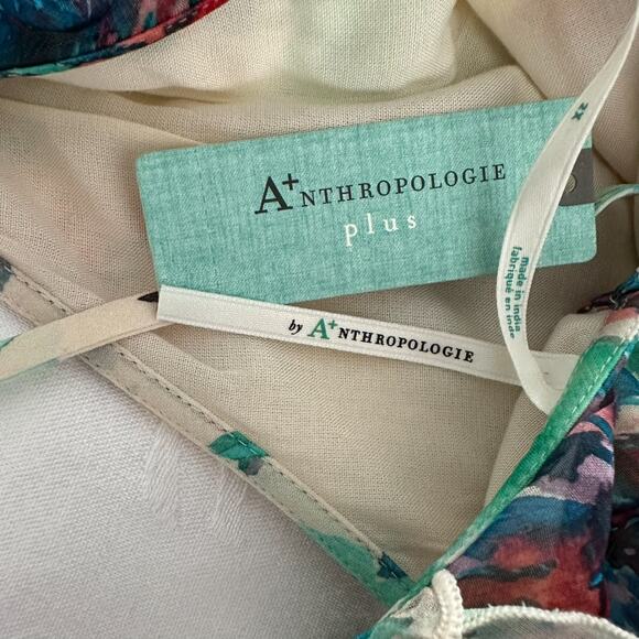 Anthropologie Soft Printed Mini Dress Flutter Sleeves Watercolor Floral Size 2X - Picture 3 of 13